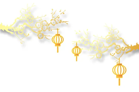 中秋金色梅花灯笼素材