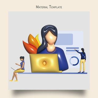 3D立体商务办公会议白领女性插画海报元素