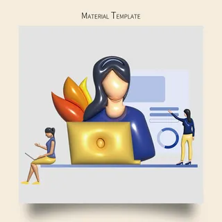 3D立体商务办公会议白领女性插画海报元素