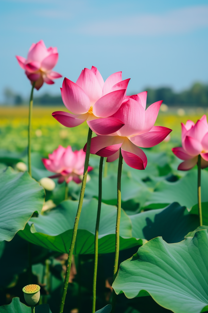 荷花莲花荷叶池摄影图