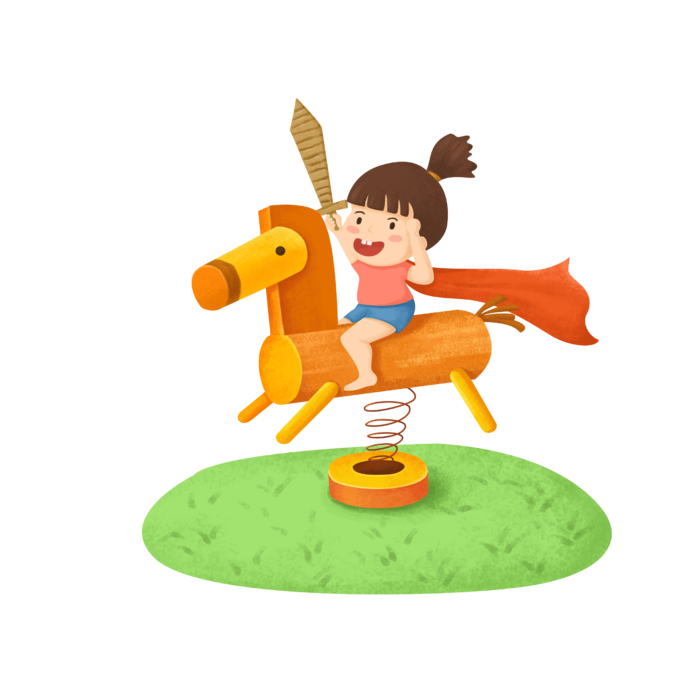 木马玩具剪贴画儿童节幼儿园插画