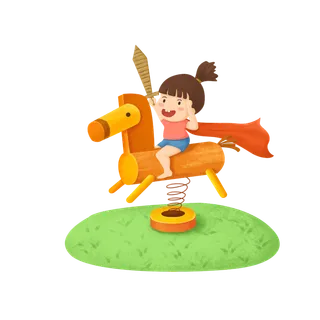 木马玩具剪贴画儿童节幼儿园插画