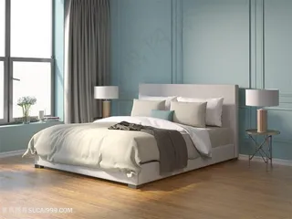 淡雅大气蓝色主题卧室高清摄影装修图片