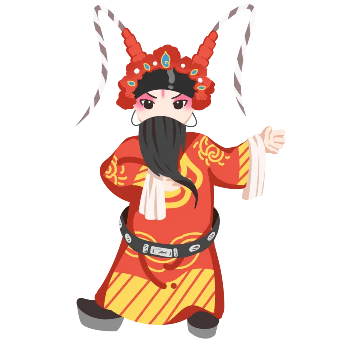 卡通京剧戏剧人物脸谱插画PNG图片 国潮中国风Q版戏剧人物PS素材