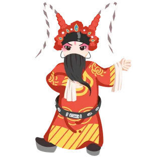 卡通京剧戏剧人物脸谱插画PNG图片 国潮中国风Q版戏剧人物PS素材