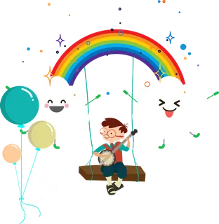 弹吉他 秋千 卡通 男生 弹吉他 秋千 卡通 男生