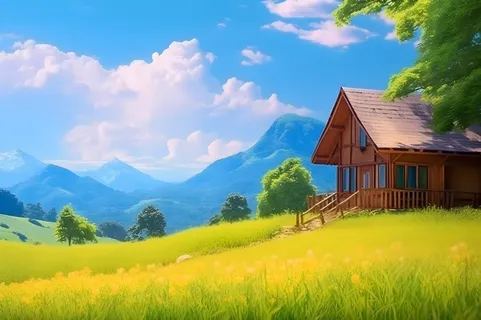 夏日阳光小屋清新背景