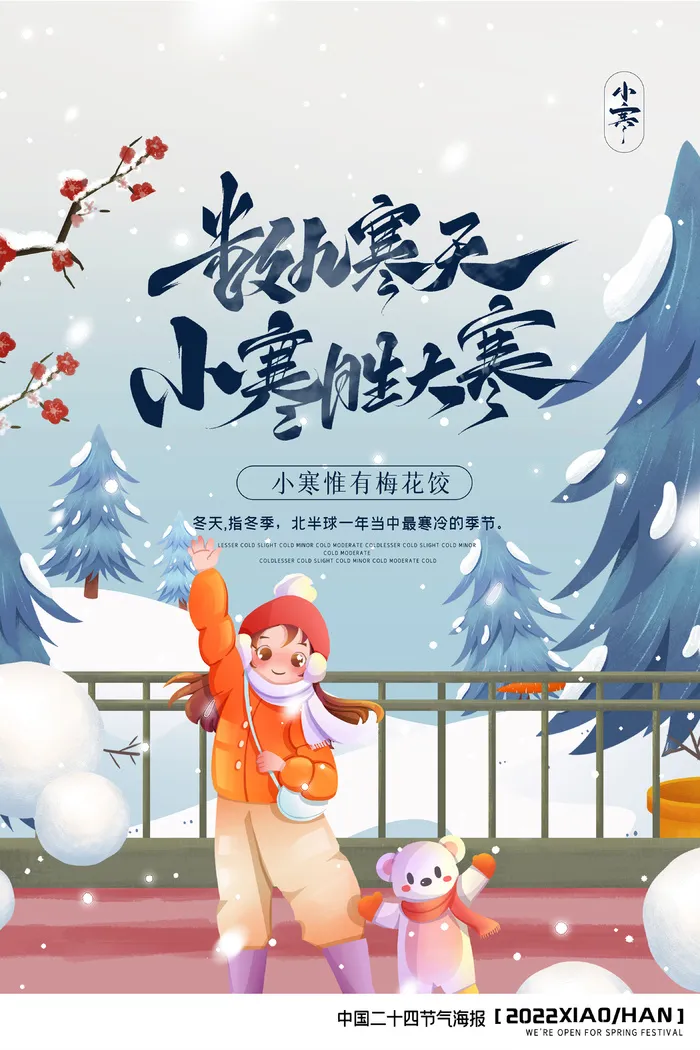 质感小寒节气宣传活动海报设计psd模版下载