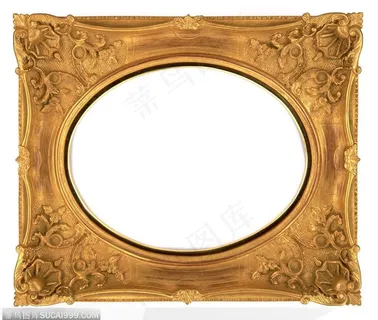 相框边框-椭圆形的金属边框相框图片