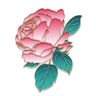 国潮风立体浮雕金边手绘花朵花卉PSD设计PNG免扣图片元素素材