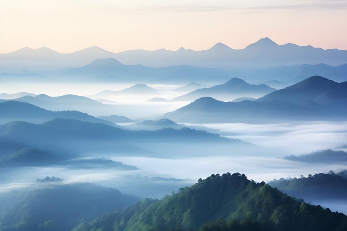 山脉树林高空摄影