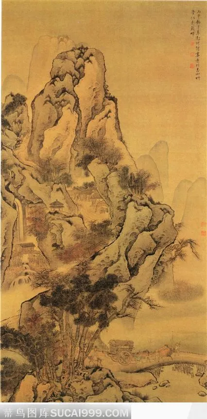 秋山萧寺图