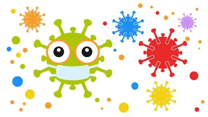 冠状病毒图片卡通(7000x3938)