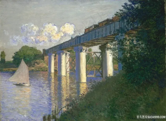 阿根泰尔铁路桥风景画油画