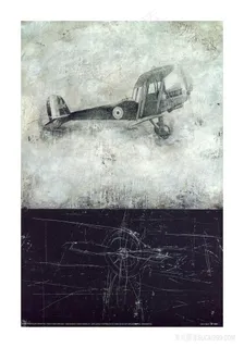 飞机烟雾黑白艺术插画