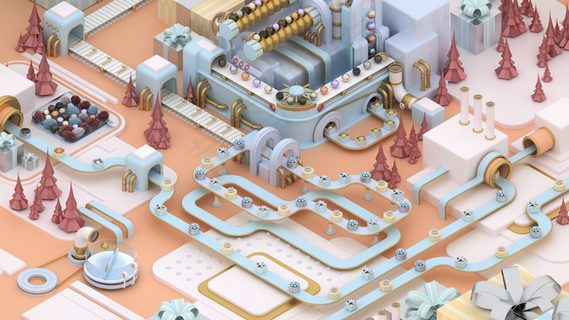 圣诞节3D立体工厂