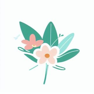 一丛花朵有绿叶手绘卡通png免抠