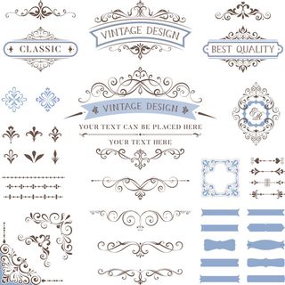 欧式复古线条边框花纹AI矢量LOGO角框花边分割线设计PSD卡片素材