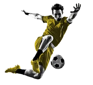 足球运动员踢球射门免抠