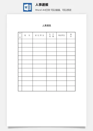 人事通报word模板