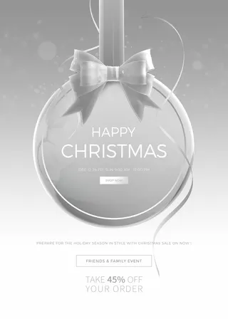 圣诞节圣诞树圣诞老人闪亮装饰电商促销折扣海报