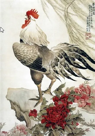 油画 鸡群 风景 背景墙