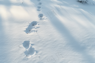 冬季雪地脚印白雪摄影图