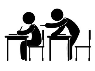 教室人物剪影黑白卡通少儿兴趣班