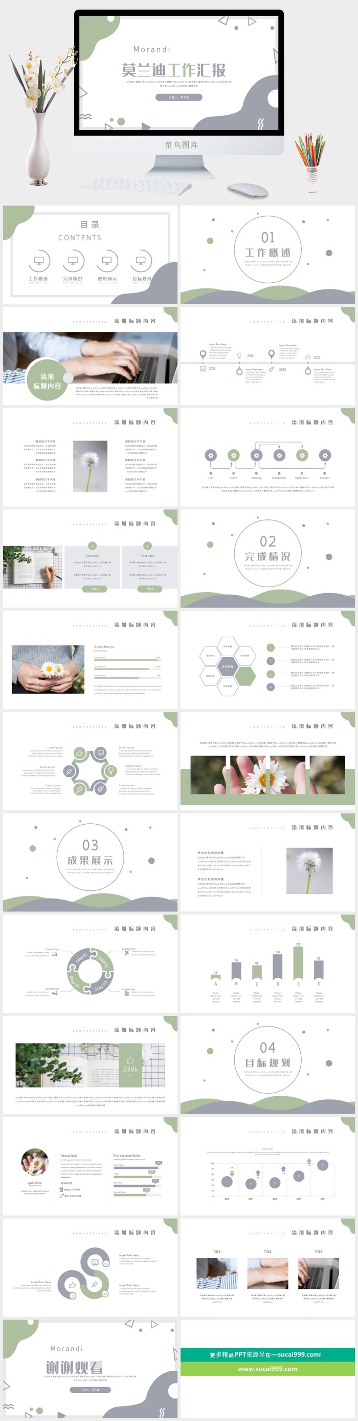 莫兰迪色系PPT模板