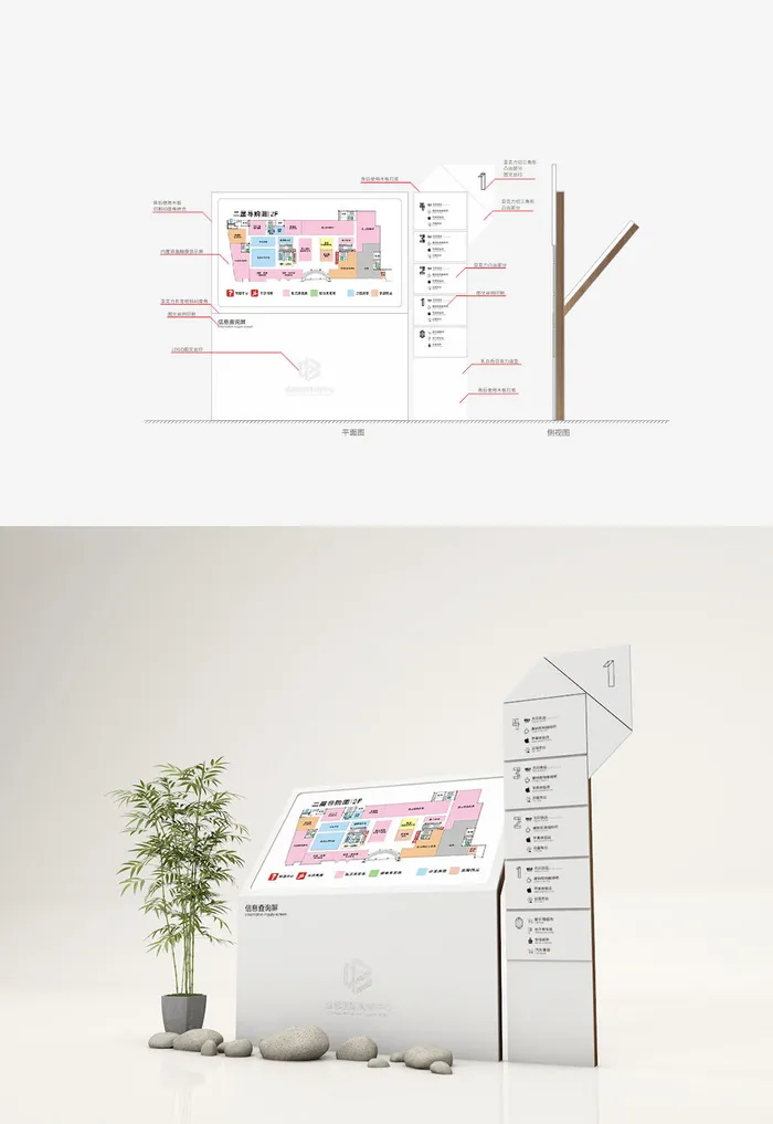 商场信息查询屏导视楼层索引牌导视牌cdr矢量模版下载