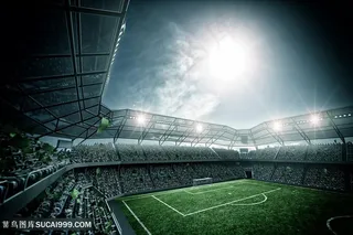 坐满观众的足球场高清图片