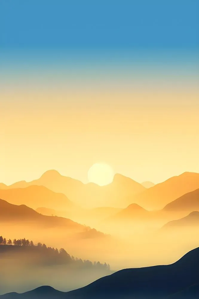 山脉蓝天渐变大气背景(2400x3600)
