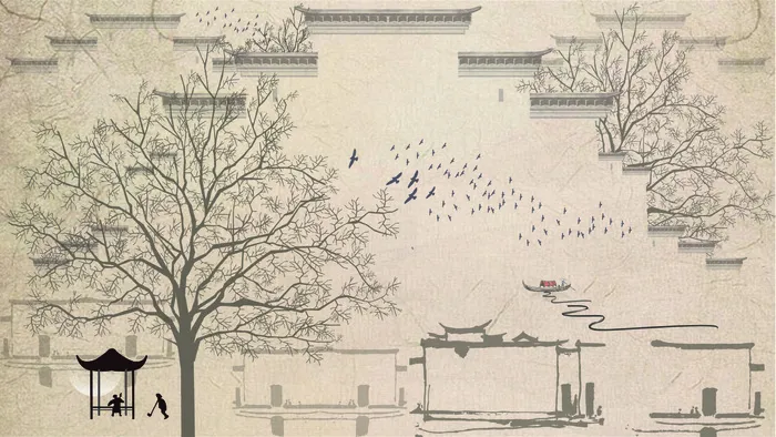 古风建筑插画ai矢量模版下载