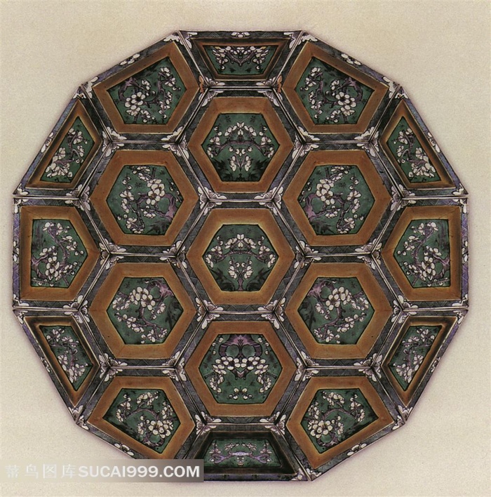 中国精美多边形瓷盘