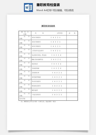 兼职教育检查表word模板