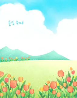 韩国风景绘画PSD素材