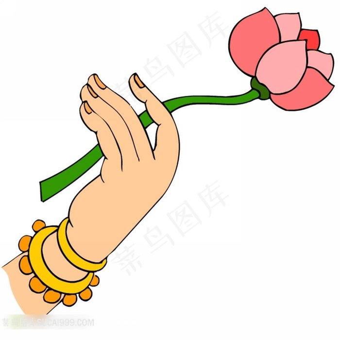 观音拿莲花手势素材