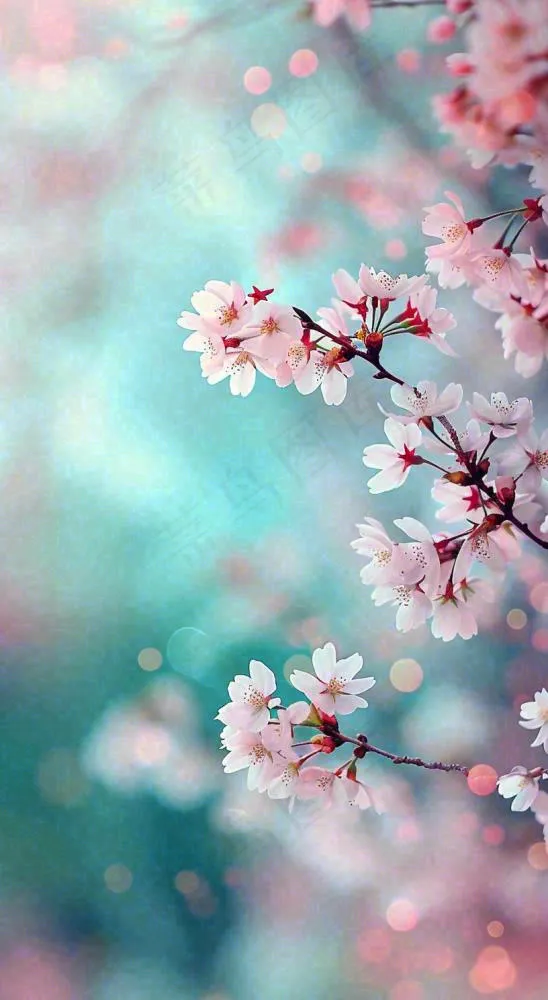 春天浪漫花朵白色樱花，立春春分惊蛰摄影图(816x1488)