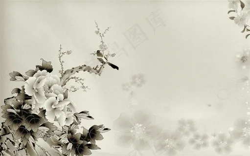 花枝头上歇息的小鸟