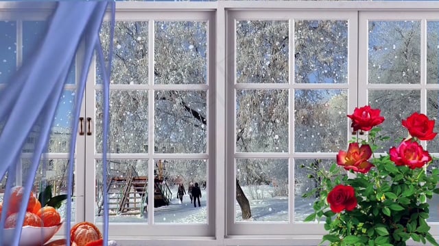 冬季, 西伯利亚, 窗户, 雪, 弗罗斯特