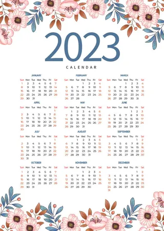 兔年2023日历花卉i背景