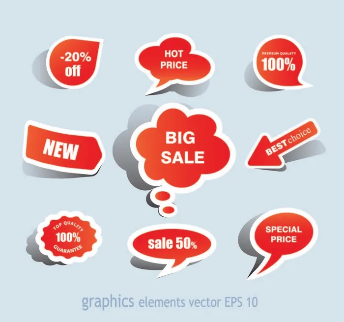 免抠促销标签设计eps,ai矢量模版下载