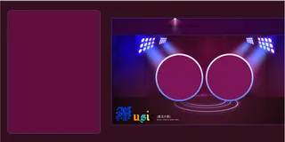 相册儿童宝宝PSD模版相册模版紫色灯光舞台鲜花高清背景图免扣背景元素