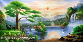 黄山风景艺术绘画图片