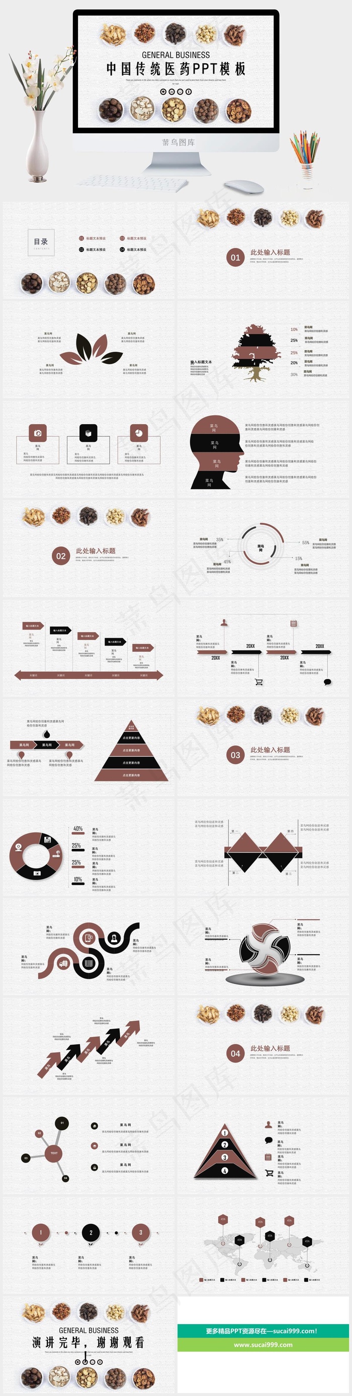 中药中医治病PPT模板ppt模版