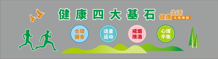健康四大基石文化墙  四大基石宣传cdr矢量模版下载