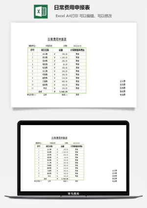 日常费用申报表excel模板