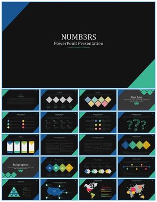 活力蓝配色大气扁平化欧美风工作总结报告ppt模板