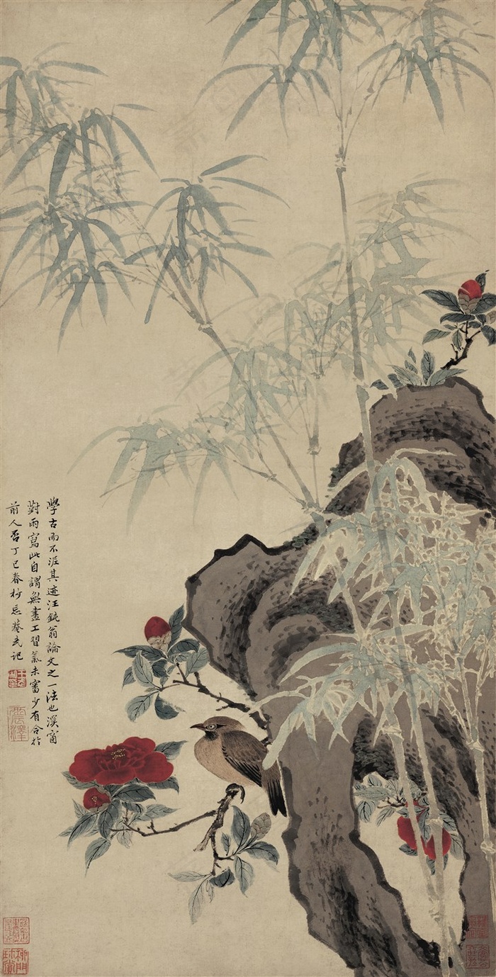 花竹栖禽图艺术画
