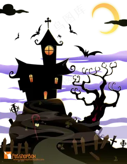 万圣节节日卡通素材城堡
